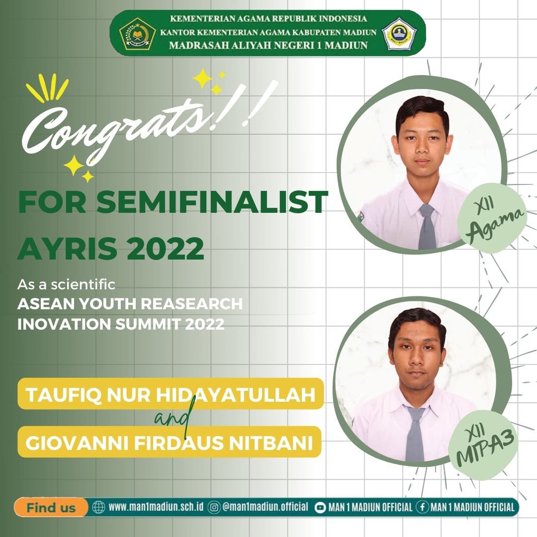 You are currently viewing SEMIFINALIST AYRIS 2022 – ASEAN YOUTH RESEARCH INOVATION SUMMIT 2022
